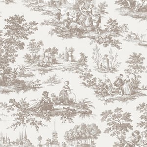 Classic Toile Motif Beige/Off White Matte Finish EcoDeco Material Paper Non-Pasted Wallpaper Roll