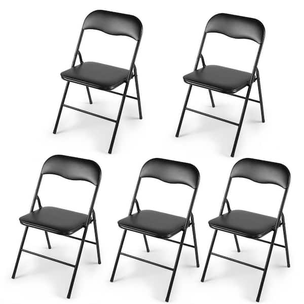 Angel Sar Black Plastic Lightweight Folding and Stackable Outdoor Dining Chair (Set of 5)