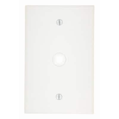 1-Gang Midway Size Plastic Box Mount Wall Plate 0.312 in. Dia Phone/Cable Opening, White