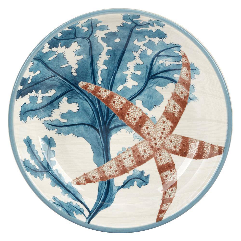 Coastal Blue Ceramic Soup Bowls Set of Four