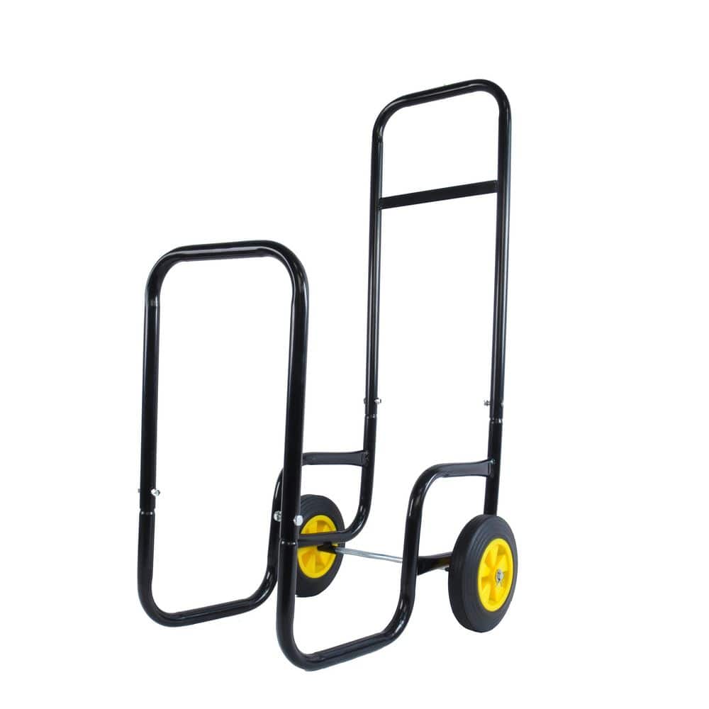 Black Steel Firewood Log Cart Carrier, Rolling Wheeled Metal Dolly Hauler price history on PriceWatchPro