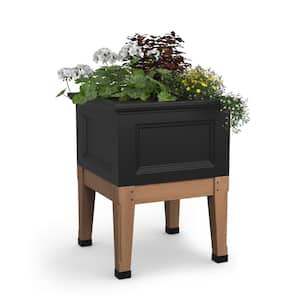 Fairfield 24 in. Black polyethylene Resin Square Outdoor Self-Watering Elevated Garden Bed