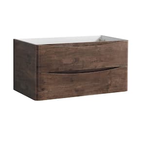 Tuscany 36 in. Modern Wall Hung Bath Vanity Cabinet Only in Rosewood