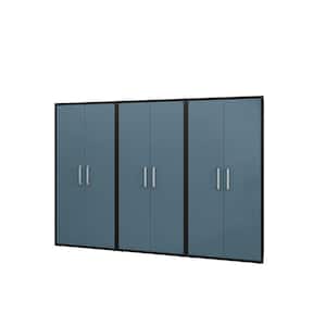 Eiffel 35.43 in. W x 73.43 in. H x 17.72 in. D 4-Shelf Freestanding Cabinet in Black and Aqua Blue (Set of 3)