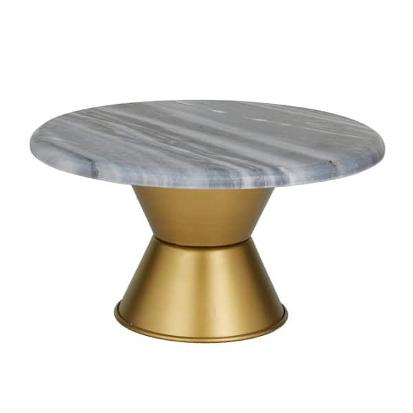 CosmoLiving by Cosmopolitan Glam 1-Tier Gray Stoneware Cake Stand