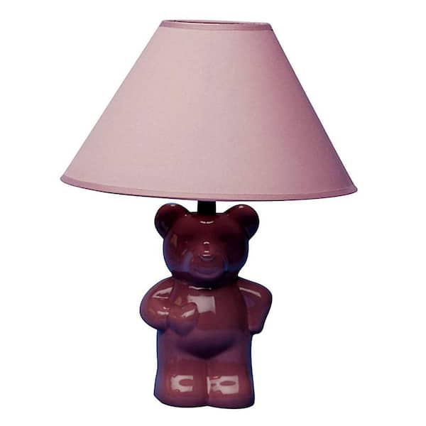 HomeRoots 13 in. Pink Standard Light Bulb Bedside Table Lamp