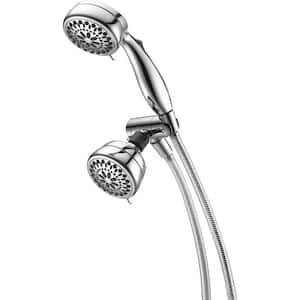 7-Spray 3.4 in. Dual Wall Mount Fixed and Handheld Shower Head in Chrome