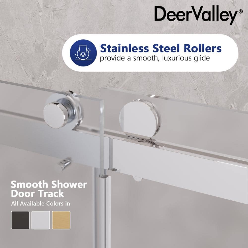 Chrome Double Sliding Frameless Bathtub Shower Door with Frosted Glass