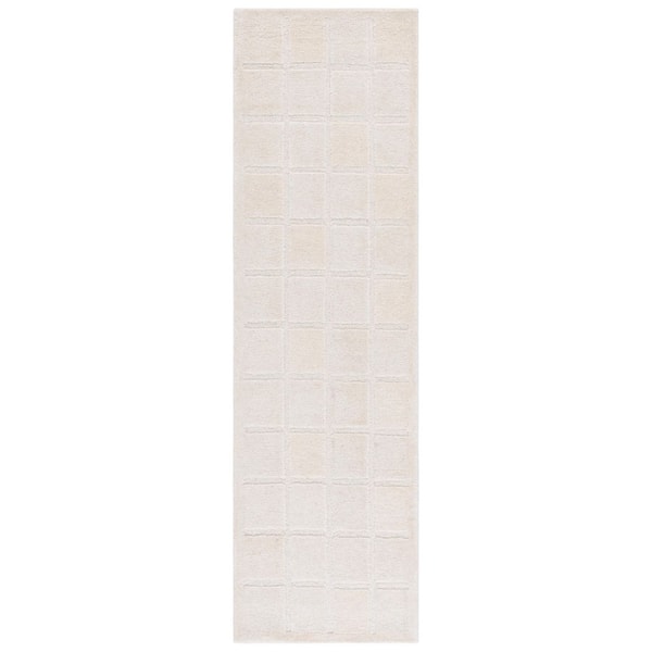 SAFAVIEH Mykonos 2 ft. x 8 ft. Ivory High-Low Tile Runner Rug