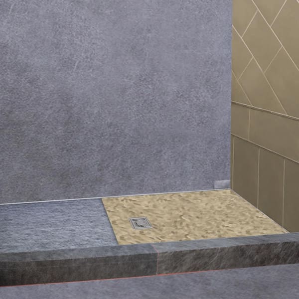 2-Cuttable Shower Pan Kit 38 in. x 60 in. Shower Base w/ 4 in. PVC Central Bonding Flange Polyethylene Shower Pan Liner
