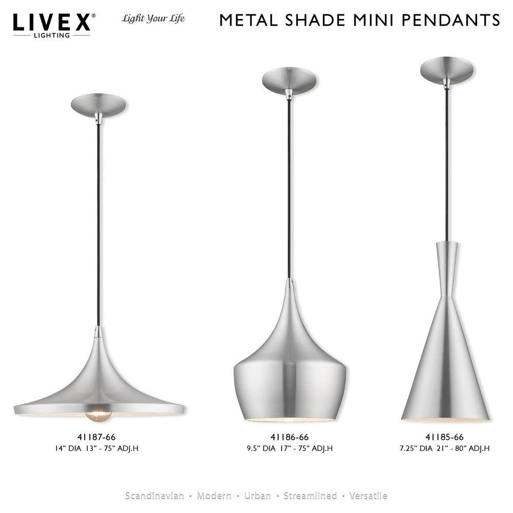Contemporary Mini Pendant Light in Brushed Aluminum with White Interior