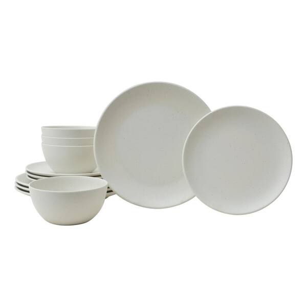 222 Fifth Bryce 12-Piece Ivory Melamine Dinnerware Set