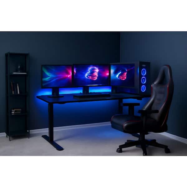 55.12 in. Midnight Black Electric Height Adjustable Standing Desk with Dual Motor and 3-Stage Legs