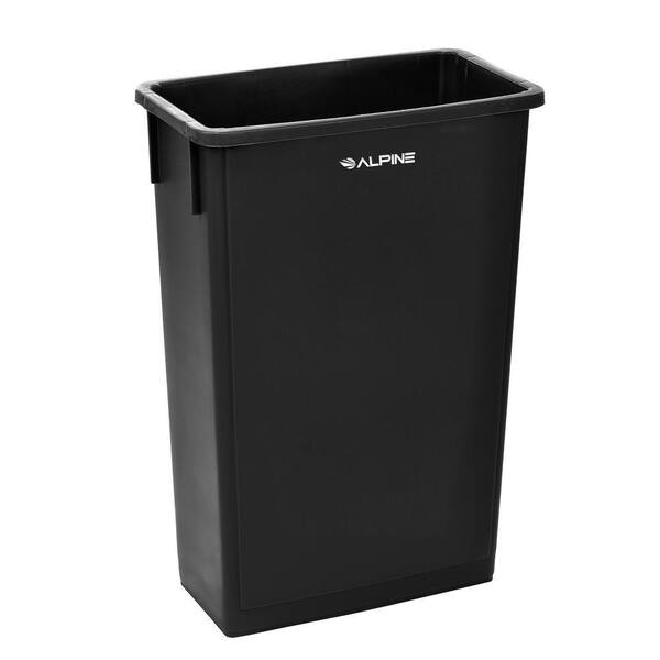 46 Gal. Black Waste Basket Commercial Slim Trash Can with Swing Drop Lid (2-Pack)