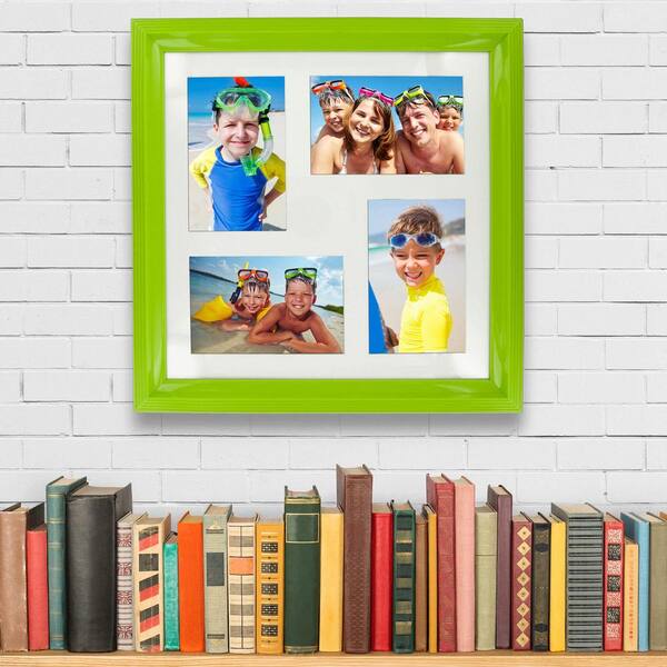 Unbranded 4-Opening 4 in. x 6 in. Photos Lime Green Picture Frame