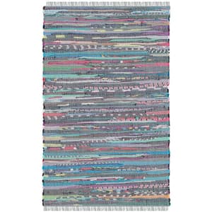 Rag Rug Aqua/Multi Doormat 3 ft. x 5 ft. Striped Area Rug