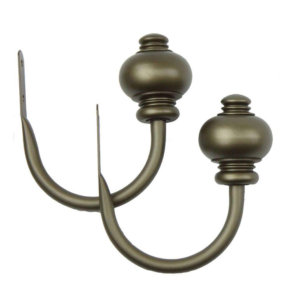 Rod Desyne Knob Holdback Antique Gold Steel Hook Curtain Holdback (Set
