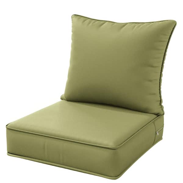 WNP 22 in. x 22 in. x 4 in. Square Outdoor Deep Seating Cushion Set Seat and Back Cushion for Lounge Chair Light Green