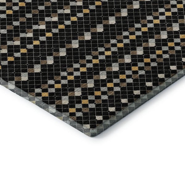 Mayfield Premium Machine Washable Abstract AMF1408 Black 2 ft. 3 in. x 7 ft. 6 in. Runner Rug
