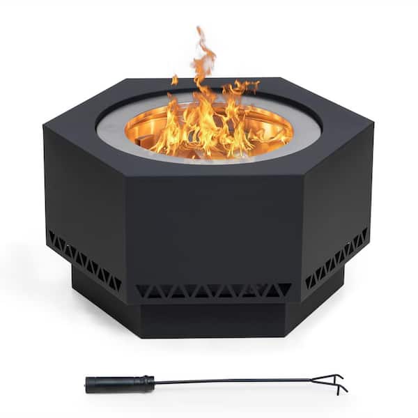 Sunjoy 26 in. Lawrence V.1B Hexagonal Low Smoke Firepit