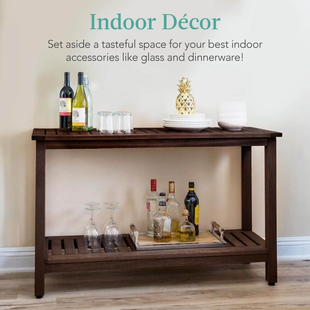 Espresso Eucalyptus Wood 50.5" Console Table with Storage