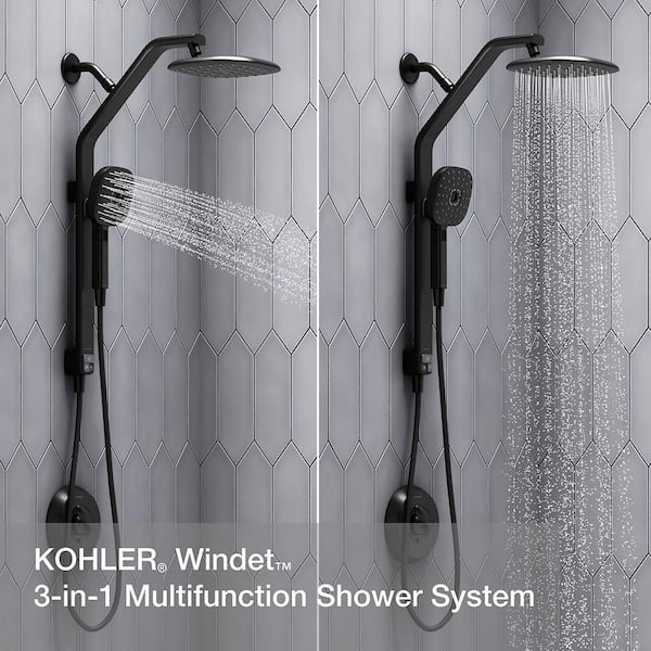 Windet Showering Rail Combo in Matte Black