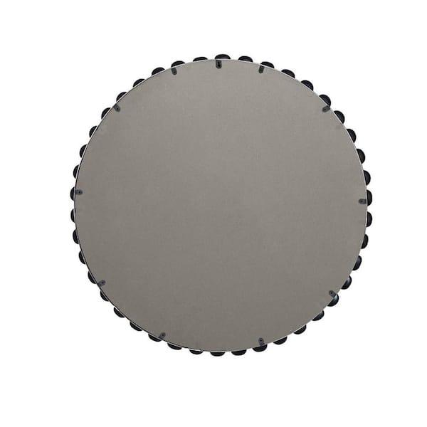 Black 36 in. W x 36 in. H Art Deco Round MDF Framed Mirror Wall Mirror Wall Decor Mirror