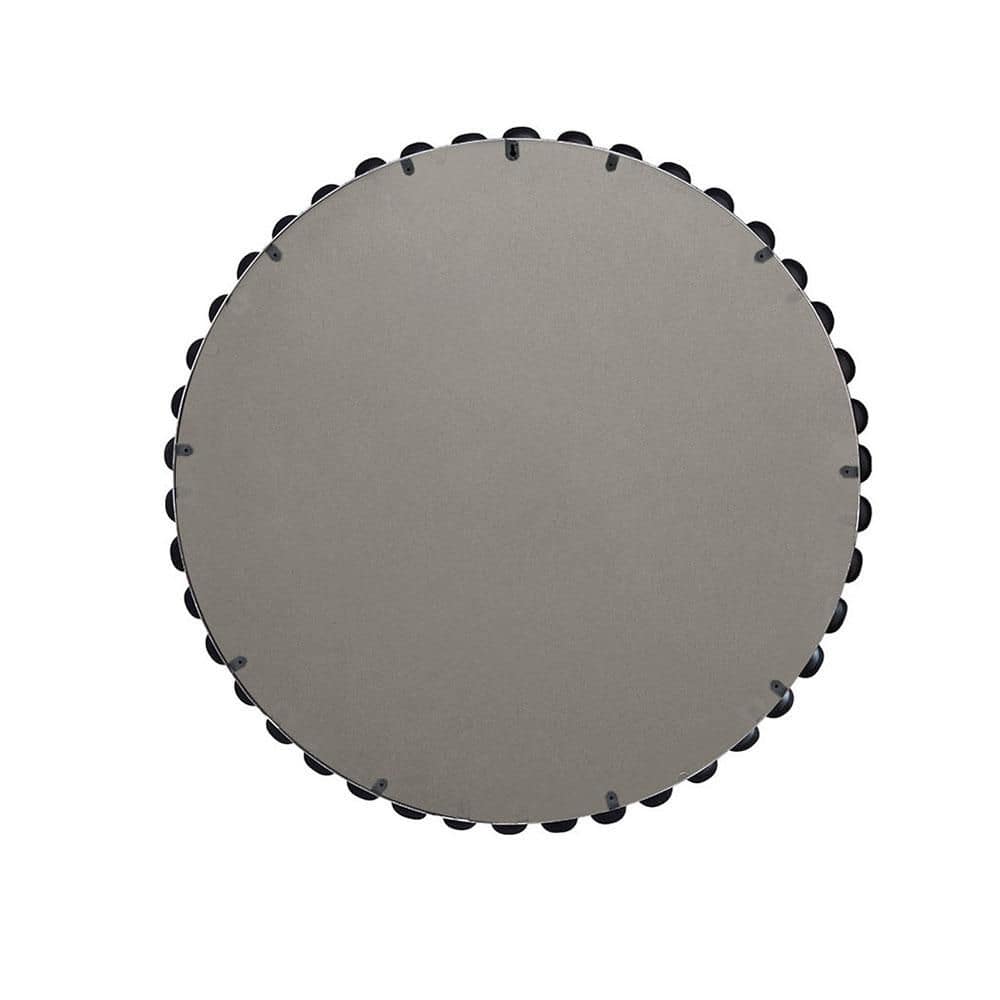 36" Round Black Beaded Frame Wall Mirror