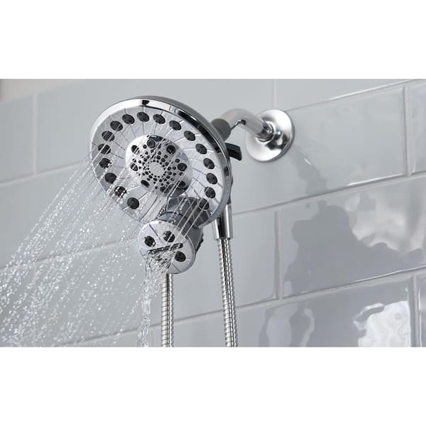 SideKick 5-Spray Patterns 1.75 GPM 6.44 in. Wall Mount Dual Shower Heads in Chrome