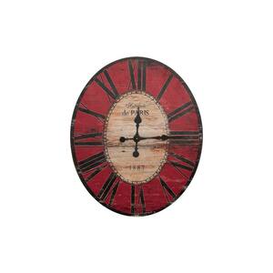 Distressed Red Oval Wood Wall Clock