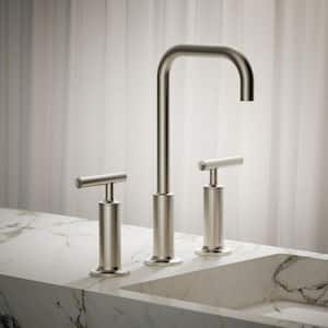 Purist 8 in. Widespread 2-Handle Mid-Arc Bathroom Faucet in Vibrant Brushed Nickel with High Gooseneck Spout