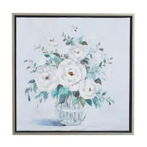 1- Panel Floral Bouquet Framed Wall Art with Silver Frame 24 in. x 24 in.