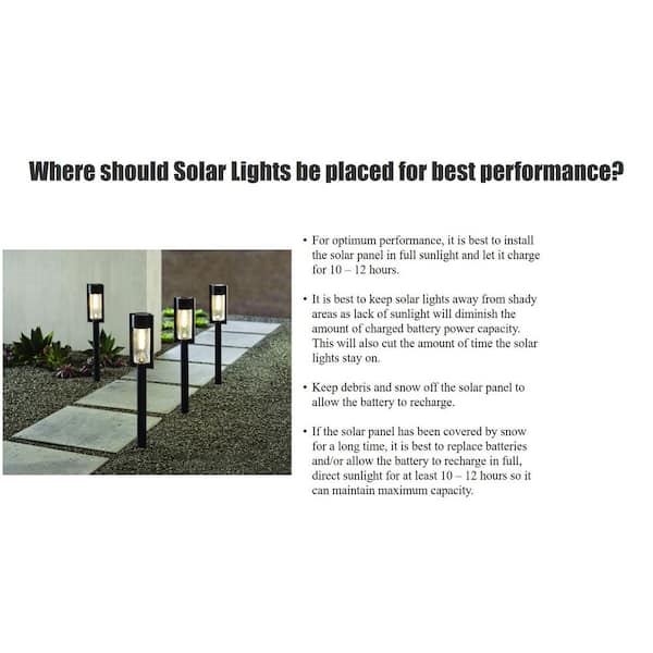 Hampton Bay Terrace Park 10 Lumens Black Integrated LED Weather Resistant  Outdoor Solar Path Light (4-Pack) 32300-008-4pk - The Home Depot