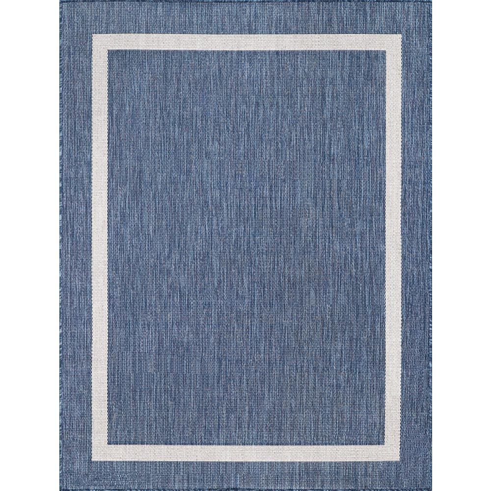 Beverly Rug Waikiki Blue/White 4 ft. x 6 ft. Bordered Indoor/Outdoor Area Rug Beverly Rug indoor outdoor rugs are available in various sizes; 4 ft. x 6 ft. area rug (3 ft. 11 in. x 5 ft. 11 in.), area rug 5 ft. x 7 ft. (5 ft. 3 in. x 7 ft.), 6 ft. x 9 ft. area rugs (6 ft. 7 in. x 9 ft.), large area rug 8 ft. x 10 ft. (7 ft. 10 in. x 10 ft.) and 6 ft. 7 in. circle rug. You can use our non shedding rugs wherever needed; either indoors such as living room, dining room, laundry room, bedroom, hallway, children playroom, or outdoors such as deck, patio, pool side, picnic, beach, garage, or guest lounges. These fade resistant indoor rugs has UV protection and offer environment protection with their eco-friendly and breathable material. The vibrant colors will not fade in the sun. Ideal for high traffic areas. With natural color options of beige, blue, grey and dark grey, this beautiful bordered area rug is perfect fit for your home. Color: Blue/White.