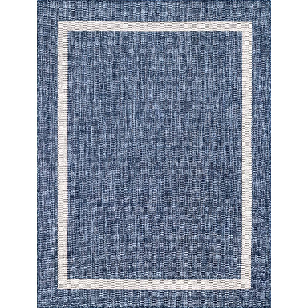 Beverly Rug Waikiki Blue/White 8 ft. x 10 ft. Bordered Indoor/Outdoor Area Rug Beverly Rug indoor outdoor rugs are available in various sizes; 4 ft. x 6 ft. area rug (3 ft. 11 in. x 5 ft. 11 in.), area rug 5 ft. x 7 ft. (5 ft. 3 in. x 7 ft.), 6 ft. x 9 ft. area rugs (6 ft. 7 in. x 9 ft.), large area rug 8 ft. x 10 ft. (7 ft. 10 in. x 10 ft.) and 6 ft. 7 in. circle rug. You can use our non shedding rugs wherever needed; either indoors such as living room, dining room, laundry room, bedroom, hallway, children playroom, or outdoors such as deck, patio, pool side, picnic, beach, garage, or guest lounges. These fade resistant indoor rugs has UV protection and offer environment protection with their eco-friendly and breathable material. The vibrant colors will not fade in the sun. Ideal for high traffic areas. With natural color options of beige, blue, grey and dark grey, this beautiful bordered area rug is perfect fit for your home. Color: Blue/White.
