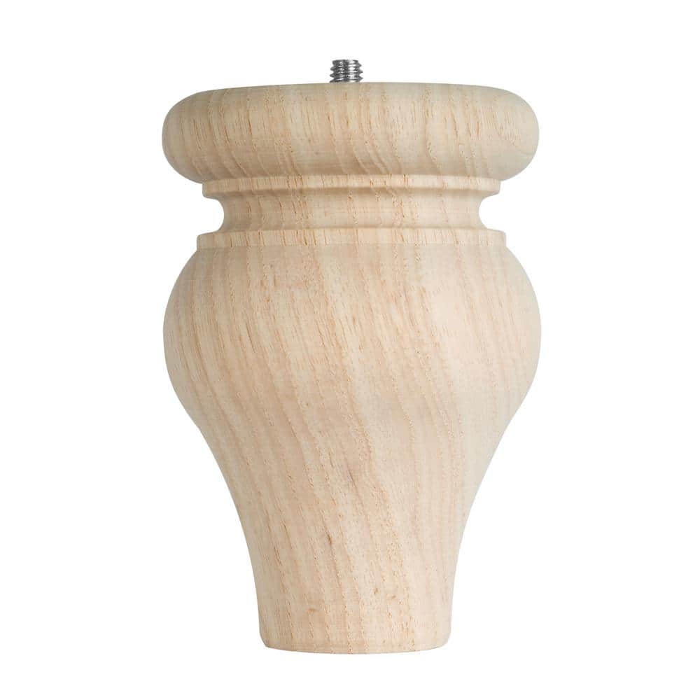 Natural Hardwood Tulip Bun Foot for Furniture, 4-3/4" Height