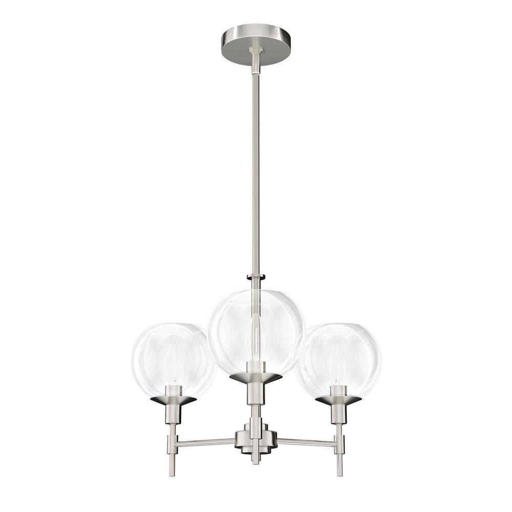 Brushed Nickel Crystal 3-Light Candle Chandelier