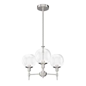 Xidane 3-Light Brushed Nickel Crystal Chandelier with Clear Glass Shades