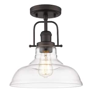 11 in.1-Light Oil Rubbed Bronze Finish With Clear Glass Semi-Flush Mount Light