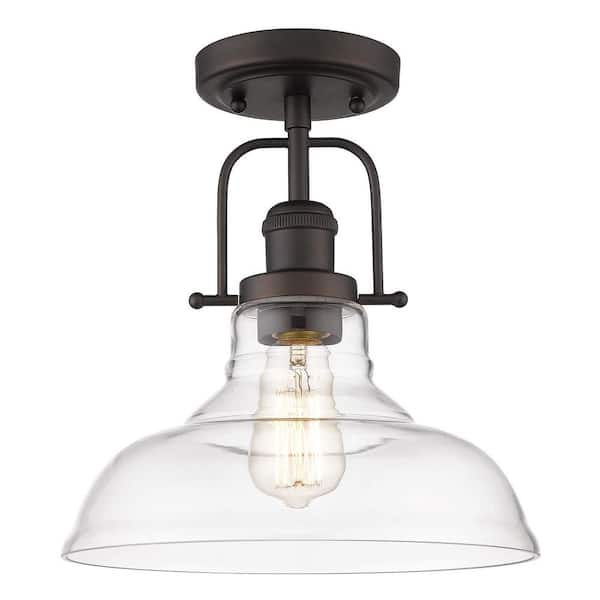 JAZAVA 11 in.1-Light Oil Rubbed Bronze Finish With Clear Glass Semi-Flush Mount Light