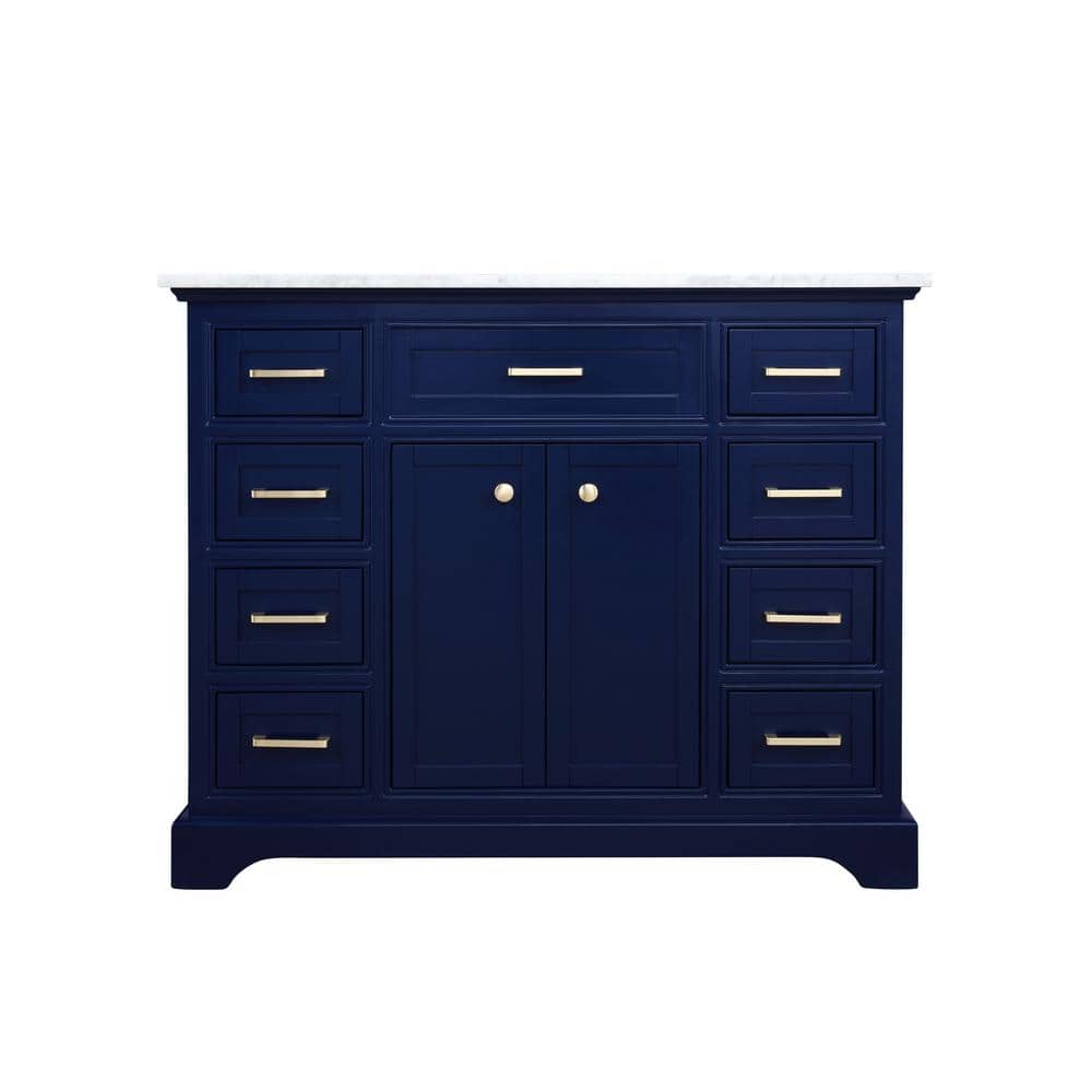 Simply Living 42 in. W x 21.5 in. D x 35 in. H Bath Vanity in Blue with Car