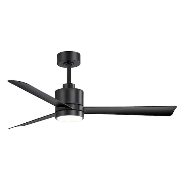 Breezary Claude 52 in. Integrated LED Indoor Black-Blade Black Ceiling Fan with Light and Remote Control Included