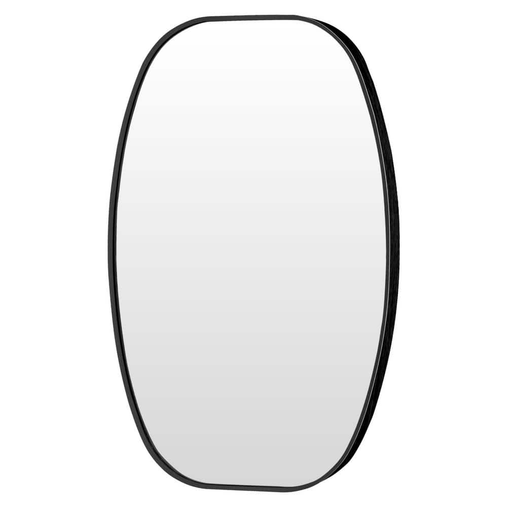 Crane Lake Large Black Oval Metal Framed Bathroom Mirror