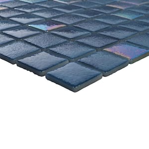 Glass Tile Love Eternal Blue Mix Chips Mosaic Glossy Glass Floor Tile (10.76 sq. ft./Case)