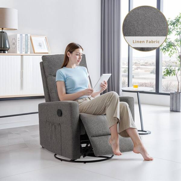 thumbnail image 2 of 360° Swivel Recliner Chair - Glider Rocker With Footrest & Lumbar Support 2 of 14