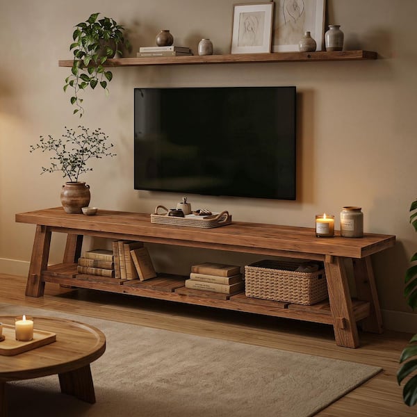 TRIBESIGNS WAY TO ORIGIN Tabor 71 in. Natural Brown SolidWood TV