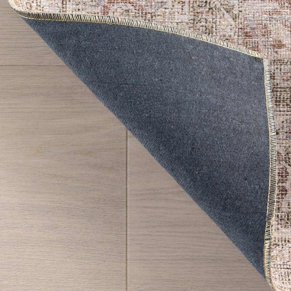 Glenette Rust Rectangular Synthetic Vintage Medallion Area Rug, 5' x 8'
