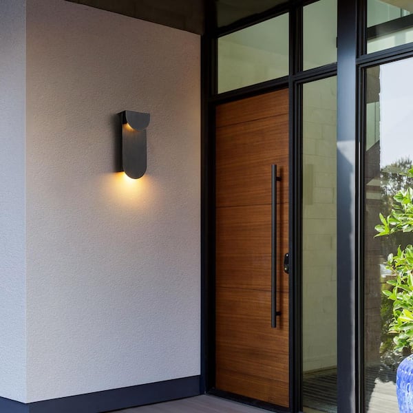 Alexa 2-Light 27.6 in. Black Outdoor LED Wall Lantern Sconce