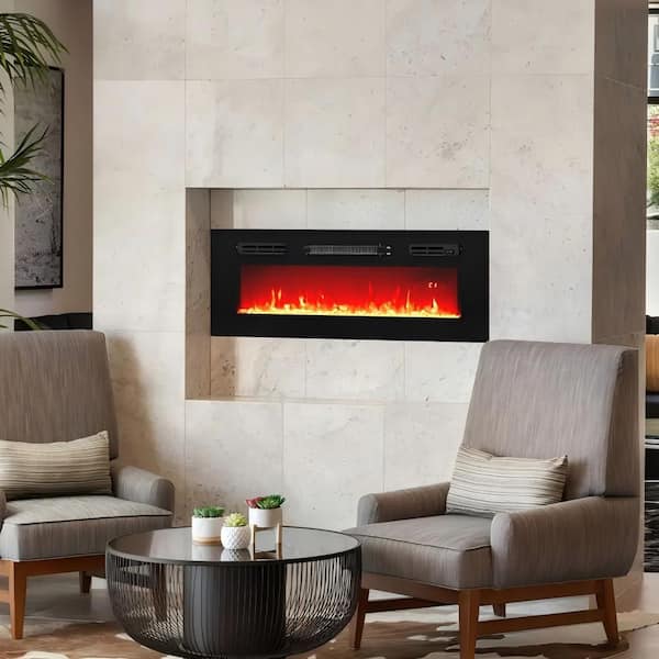 36 in. Electric Fireplace Insert with 5000 BTU Heater, LED Strip Lights, Thermostat and Remote Control