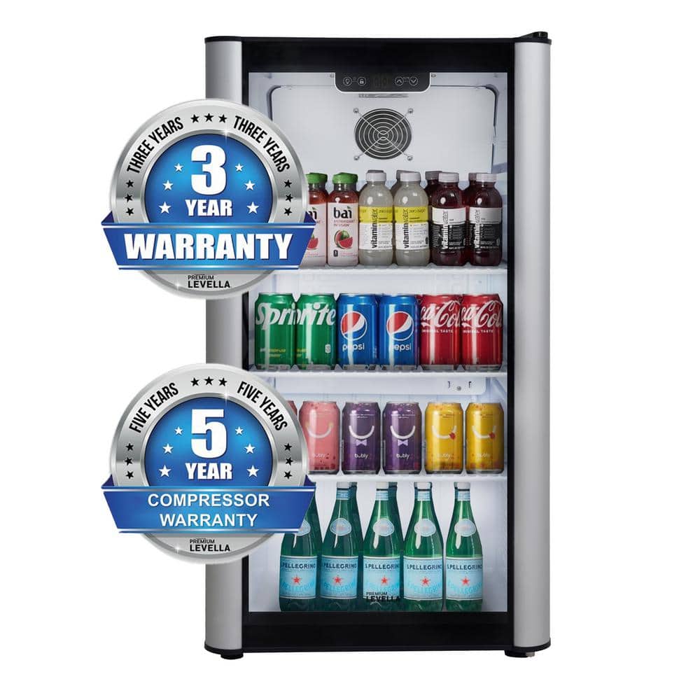 Silver Glass Door Display Refrigerator with Adjustable Shelves